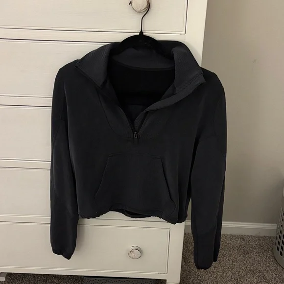 Lululemon Black Brushed Softstreme Ribbed Half Zip - Picture 3 of 12